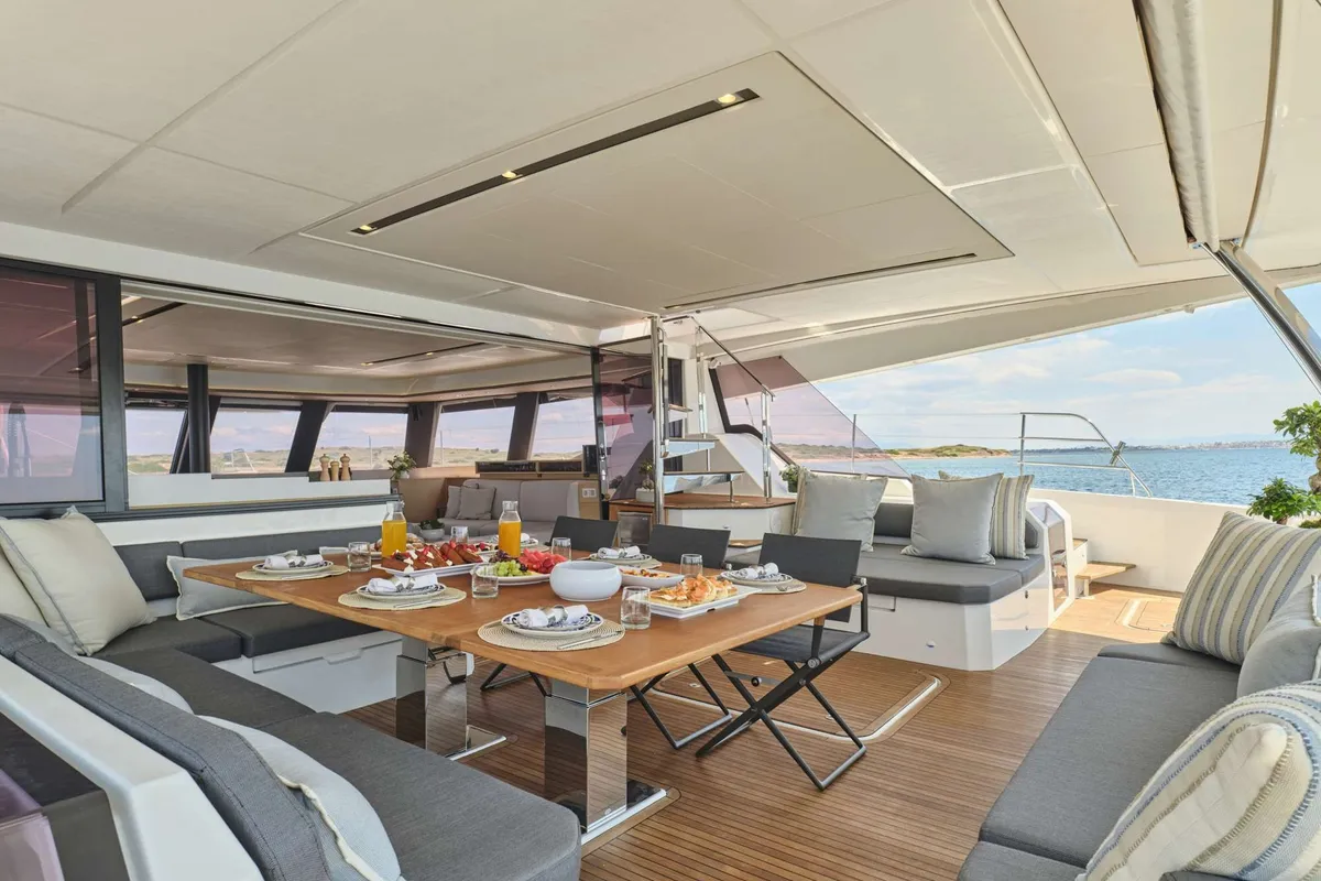 Serenissima, a Fountaine Pajot Alegria 67 catamaran at Municipal Unit of Nea Peramos, Greece