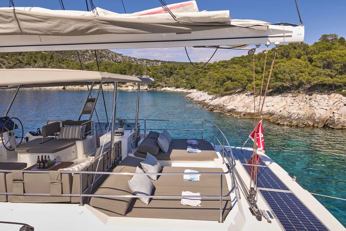 Serenissima, a Fountaine Pajot Alegria 67 catamaran at Municipal Unit of Nea Peramos, Greece