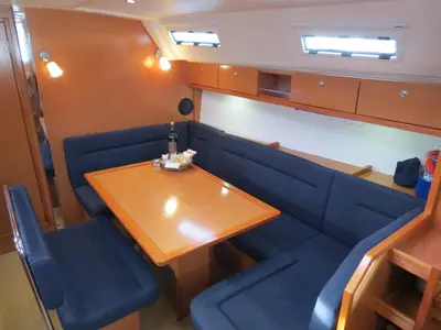 Salon of Vega, a Bavaria Cruiser 40 sailboat at Fethiye, Turkey