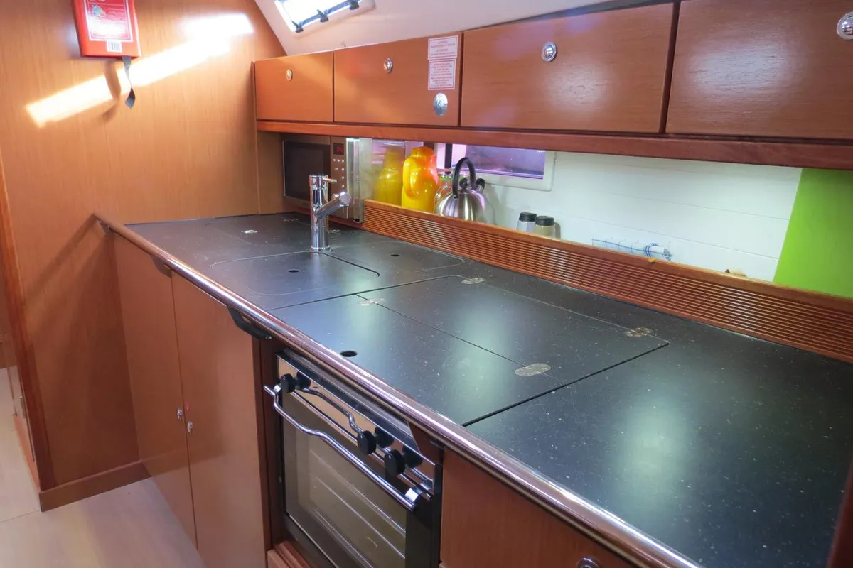 Galley of Vega, a Bavaria Cruiser 40 sailboat at Fethiye, Turkey