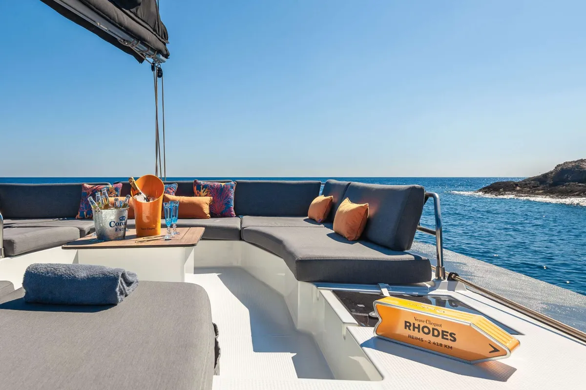 Amante, a Fountaine Pajot Aura 51 catamaran at Municipal Unit of Rhodes, Greece