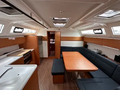 Salon of Nefeli, a Bavaria Cruiser 46 Style sailboat at Athens, Greece