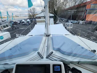 Cockpit of Deb Elli, a Lagoon 51 catamaran at Sant Antoni de Portmany, Spain