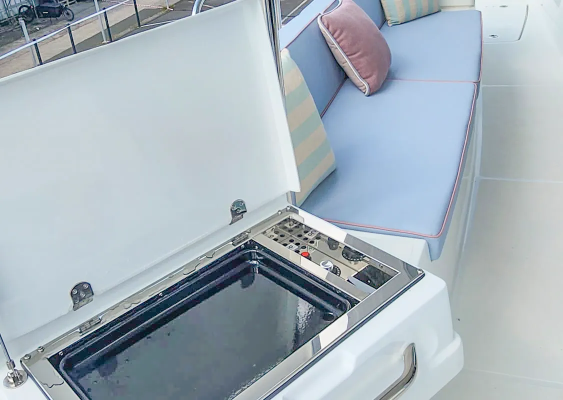 Galley of Deb Elli, a Lagoon 51 catamaran at Sant Antoni de Portmany, Spain
