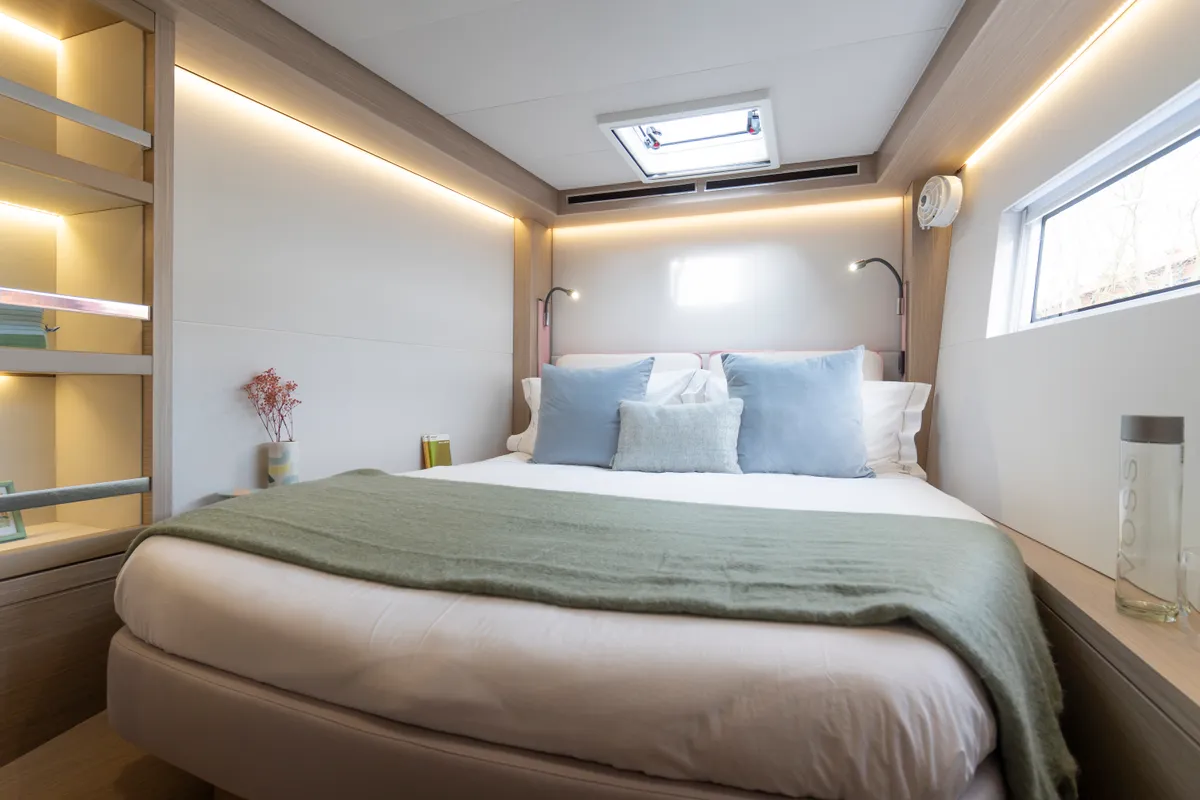 Cabin on Deb Elli, a Lagoon 51 catamaran at Sant Antoni de Portmany, Spain