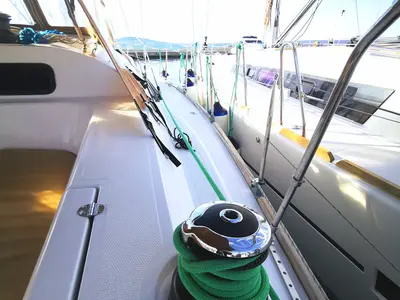 Deck of Baby Boo, a Elan Impression 45 sailboat at Biograd na Moru, Croatia