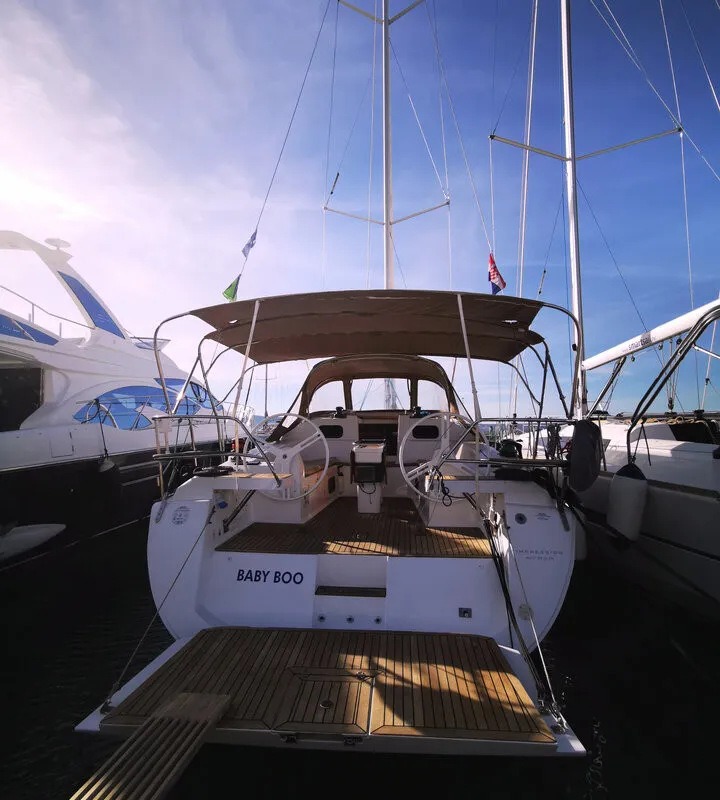 Baby Boo, a Elan Impression 45 sailboat at Grad Biograd na Moru, Croatia