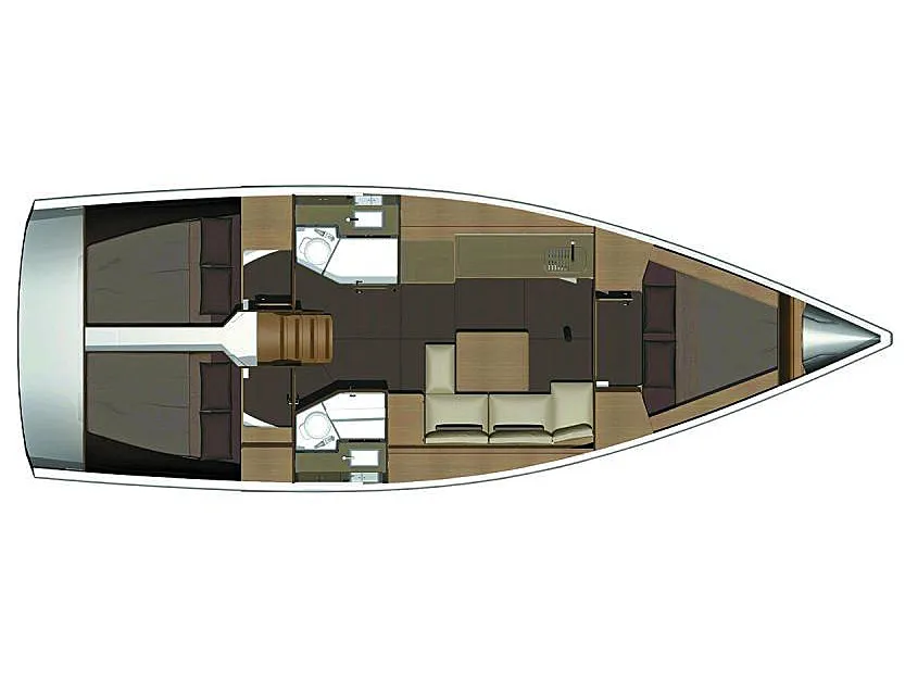 Floor plan of Wanderlust, a Dufour 382 Grand Large sailboat at Kos, Greece