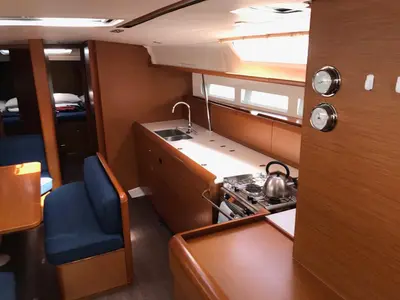 Galley of Alboran Prosecco (Radazul), a Jeanneau Sun Odyssey 519 sailboat at El Rosario, Spain