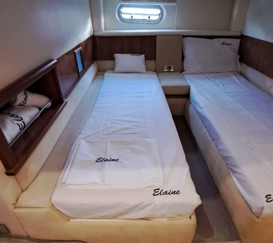 Cabin on Elaine, a Sealine S38 motorboat at Municipal Unit of Rhodes, Greece