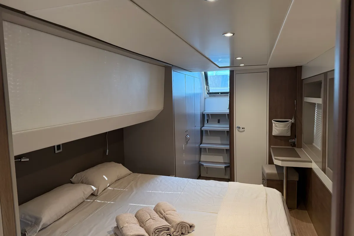 Cabin on Blue Lagoon, a Bali 5.4 catamaran at Valencia, Spain