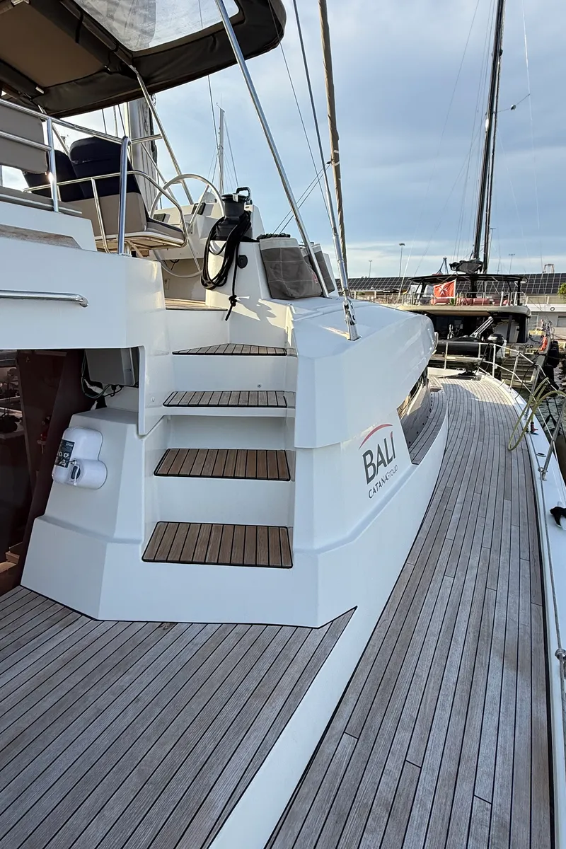 Deck of Blue Lagoon, a Bali 5.4 catamaran at Valencia, Spain
