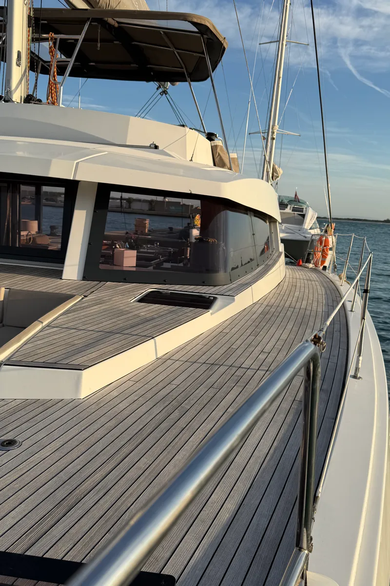 Exterior view of Blue Lagoon, a Bali 5.4 catamaran at Valencia, Spain