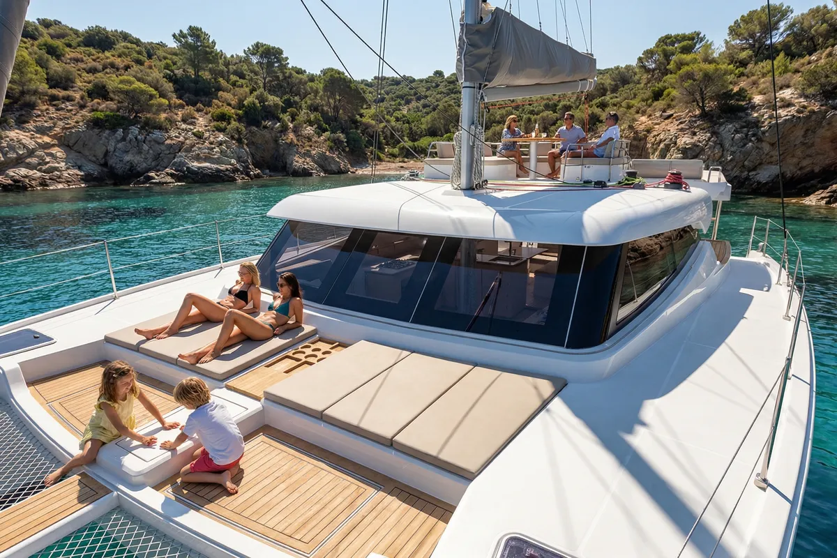 Juno, a Aventura 43 catamaran at Fethiye, Turkey