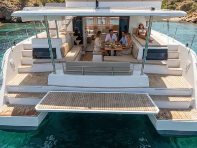 Juno, a Aventura 43 catamaran at Fethiye, Turkey