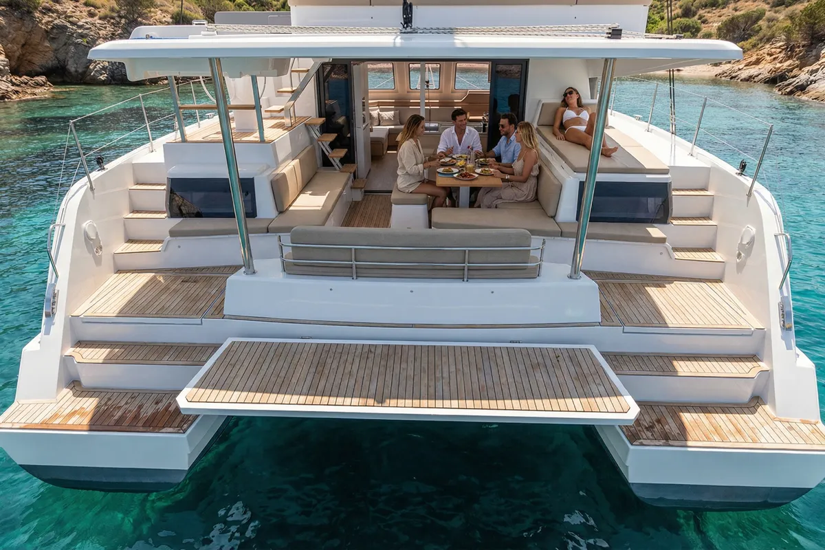 Juno, a Aventura 43 catamaran at Fethiye, Turkey
