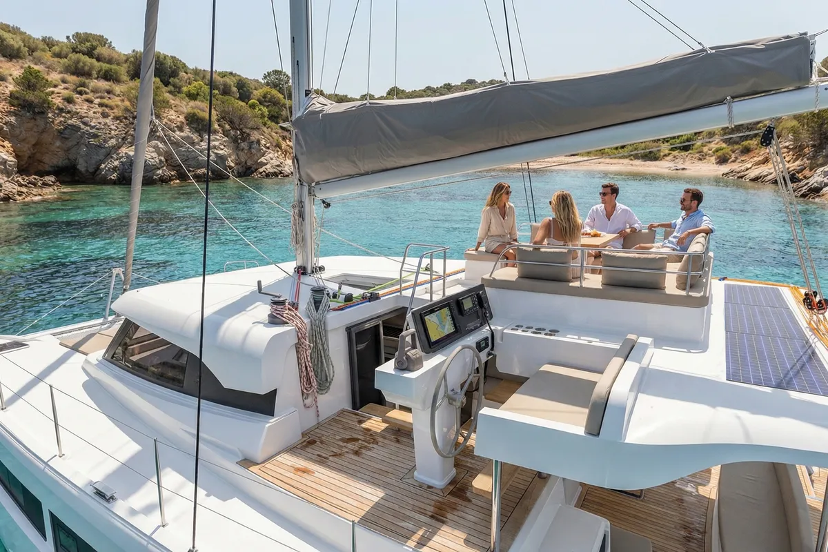 Juno, a Aventura 43 catamaran at Fethiye, Turkey