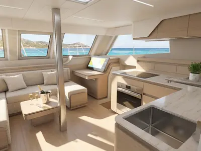 Galley of Juno, a Aventura 43 catamaran at Fethiye, Turkey