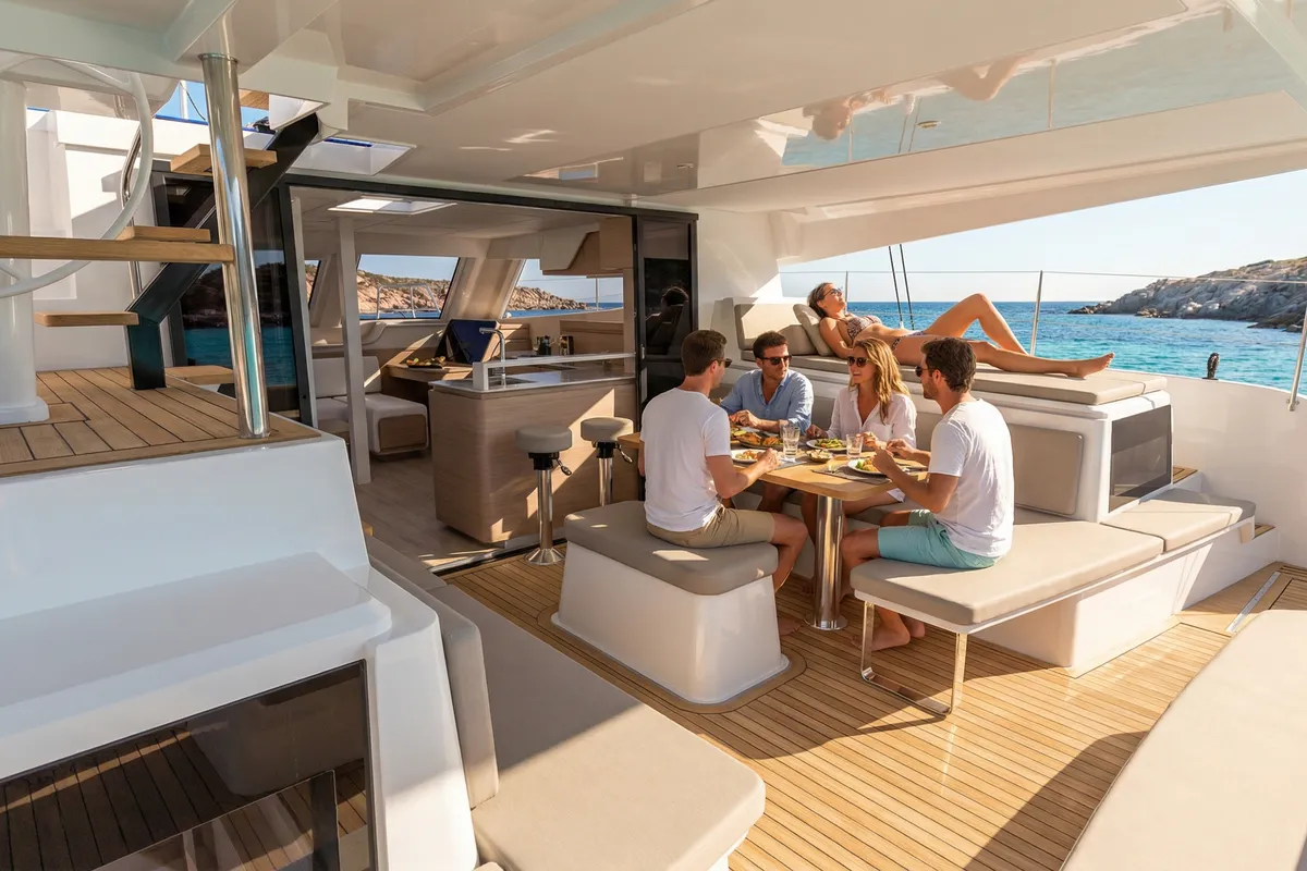 Juno, a Aventura 43 catamaran at Fethiye, Turkey