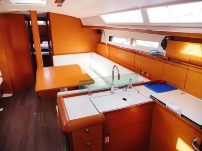 Salon of Port Royal, a Jeanneau Sun Odyssey 449 sailboat at Rogač, Croatia