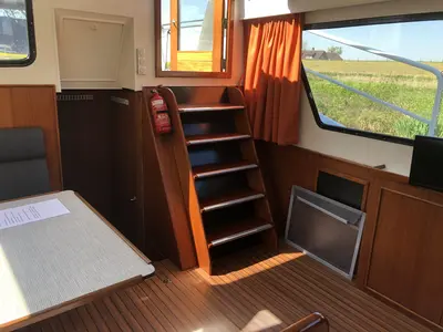 Salon of Lucida, a Gulet Merenpoort 1100s motorboat at Heukelum, Netherlands