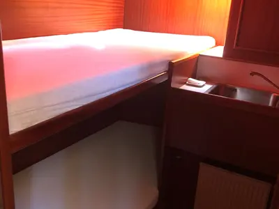 Cabin on Lucida, a Gulet Merenpoort 1100s motorboat at Heukelum, Netherlands