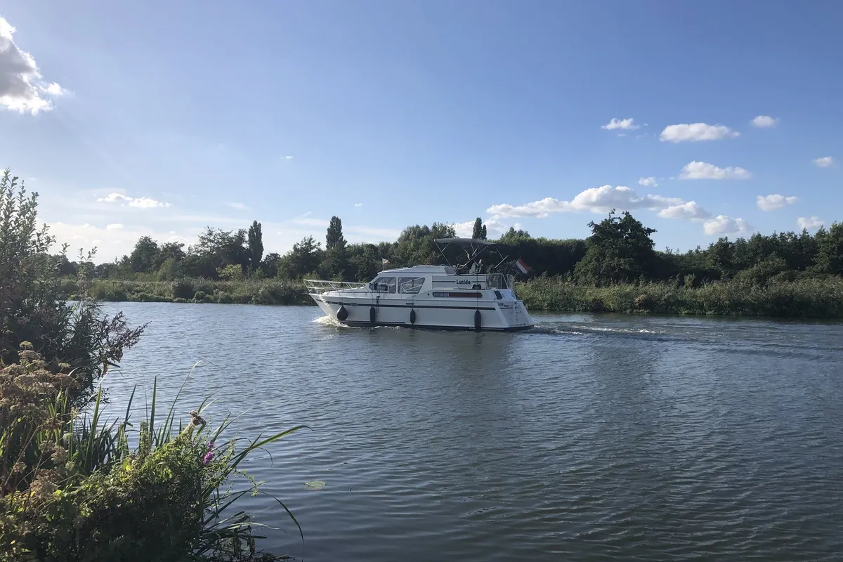Exterior view of Lucida, a Gulet Merenpoort 1100s motorboat at Heukelum, Netherlands