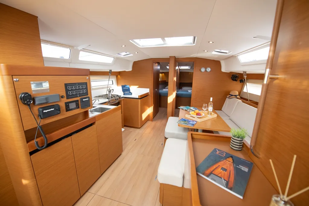 Salon of Lara, a Jeanneau Sun Odyssey 490 sailboat at Neo Klima, Greece