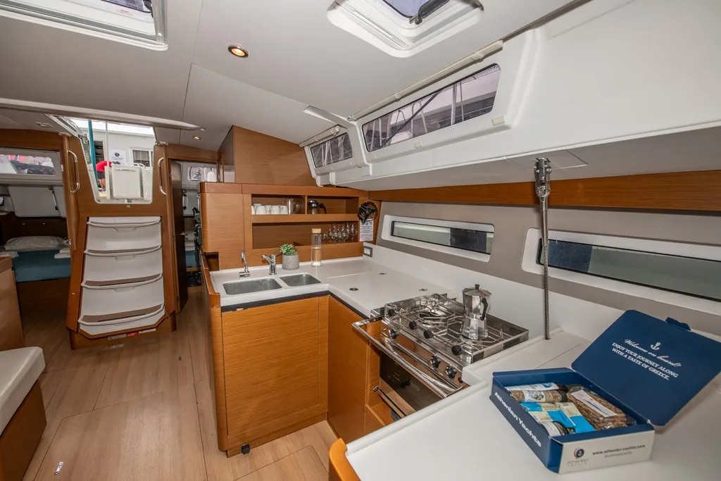 Galley of Lara, a Jeanneau Sun Odyssey 490 sailboat at Neo Klima, Greece