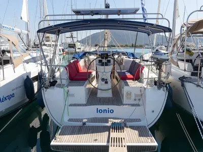 Cockpit of Ionio, a Bavaria Cruiser 36 sailboat at Municipal Unit of Lefkada, Greece