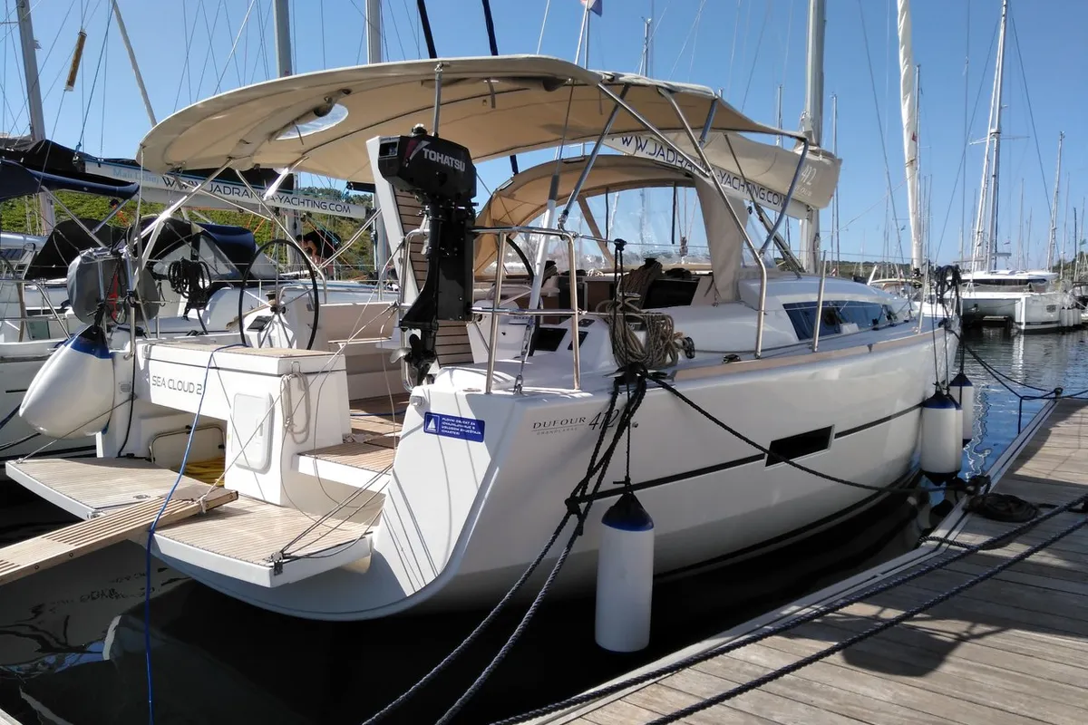 Exterior view of Sea Cloud 2, a Dufour 412 GL sailboat at Grad Pula, Croatia