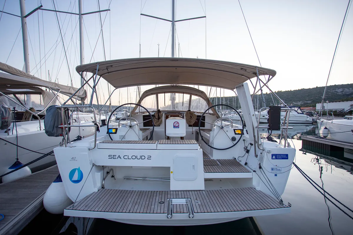 Exterior view of Sea Cloud 2, a Dufour 412 GL sailboat at Grad Pula, Croatia