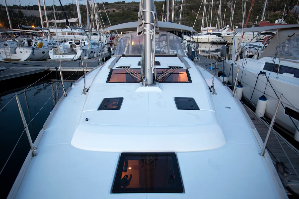 Deck of Sea Cloud 2, a Dufour 412 GL sailboat at Grad Pula, Croatia