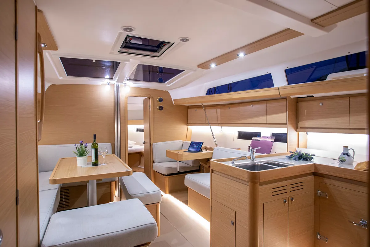 Salon of Sea Cloud 2, a Dufour 412 GL sailboat at Grad Pula, Croatia