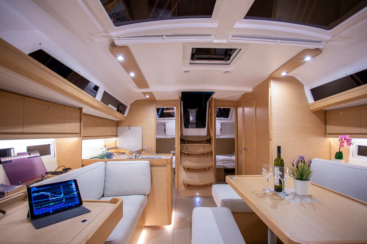 Salon of Sea Cloud 2, a Dufour 412 GL sailboat at Grad Pula, Croatia