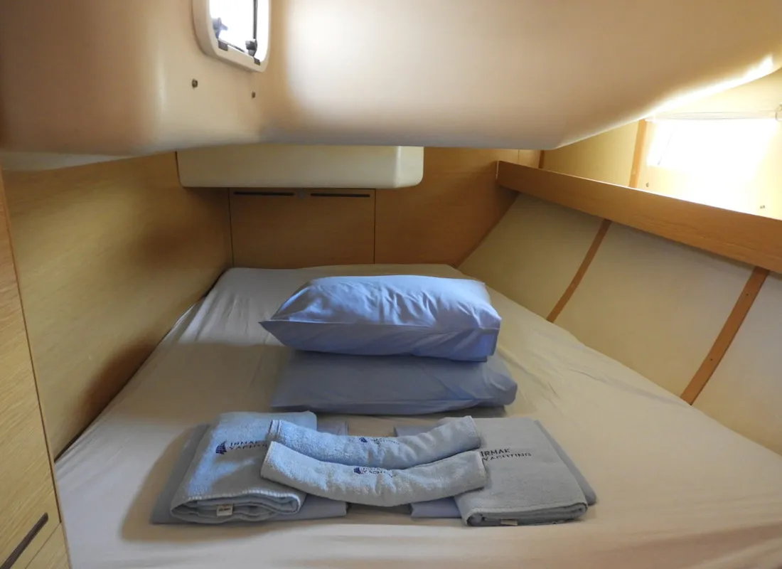 Cabin on Moon Shadow, a Elan 444 Impression sailboat at Fethiye, Turkey