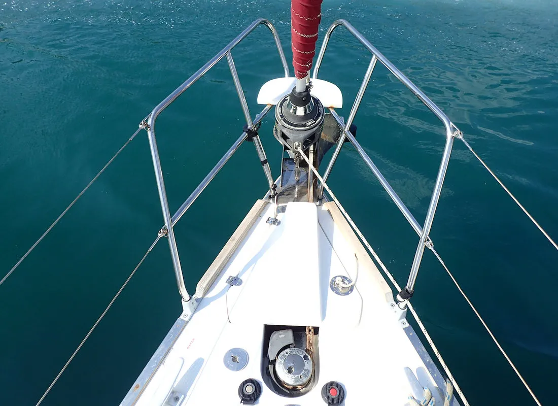 Exterior view of Moon Shadow, a Elan 444 Impression sailboat at Fethiye, Turkey