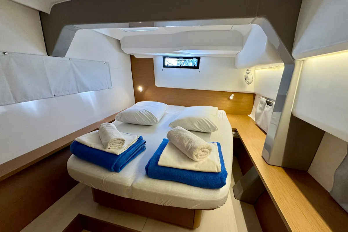 Cabin on Blue Kiss, a Excess 14 catamaran at Dubrovnik, Croatia
