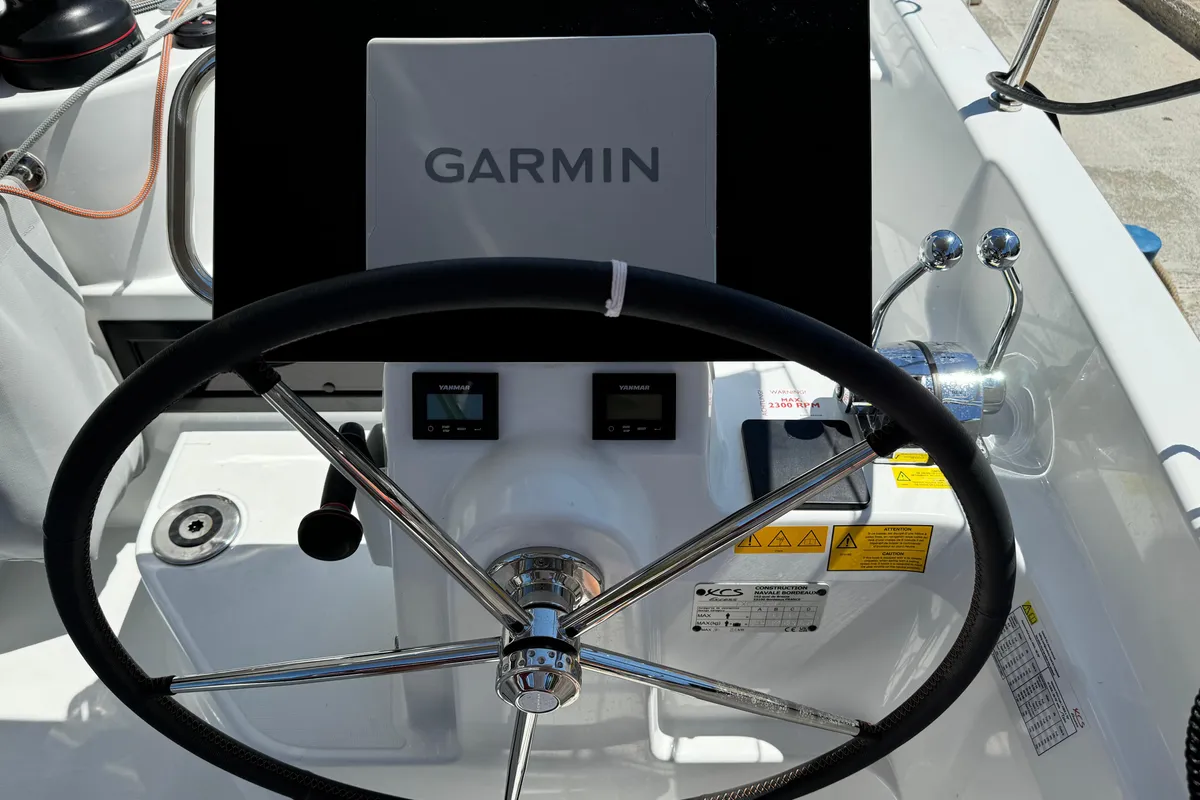 Cockpit of Blue Kiss, a Excess 14 catamaran at Dubrovnik, Croatia