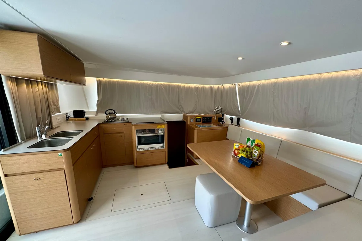 Galley of Blue Kiss, a Excess 14 catamaran at Dubrovnik, Croatia
