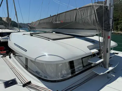 Deck of Blue Kiss, a Excess 14 catamaran at Dubrovnik, Croatia