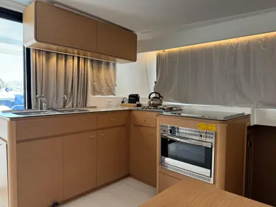 Galley of Blue Kiss, a Excess 14 catamaran at Dubrovnik, Croatia