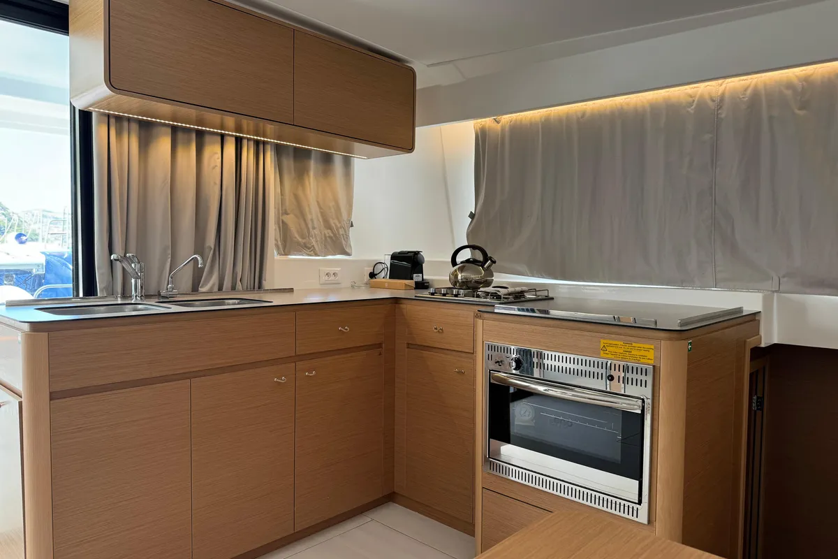 Galley of Blue Kiss, a Excess 14 catamaran at Dubrovnik, Croatia