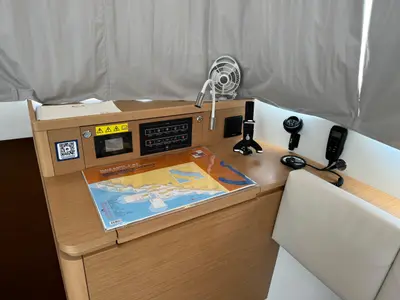 Cockpit of Blue Kiss, a Excess 14 catamaran at Dubrovnik, Croatia