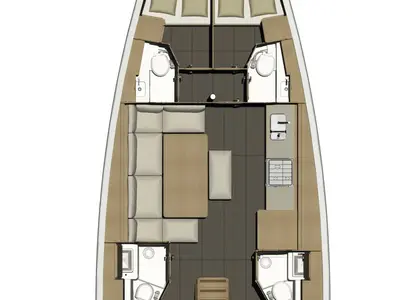 Floor plan of Summer Planet, a Dufour 460 GL sailboat at Tonnarella, Italy