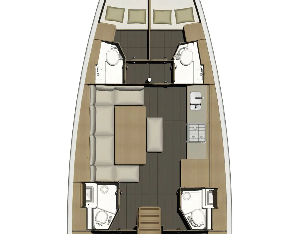 Floor plan of Summer Planet, a Dufour 460 GL sailboat at Tonnarella, Italy