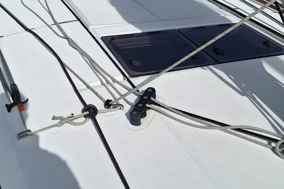 Iliada, a Jeanneau Sun Odyssey 410 sailboat at Palairos, Greece