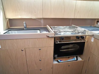 Galley of White Beauty, a Beneteau Oceanis 41.1 sailboat at Biograd na Moru, Croatia