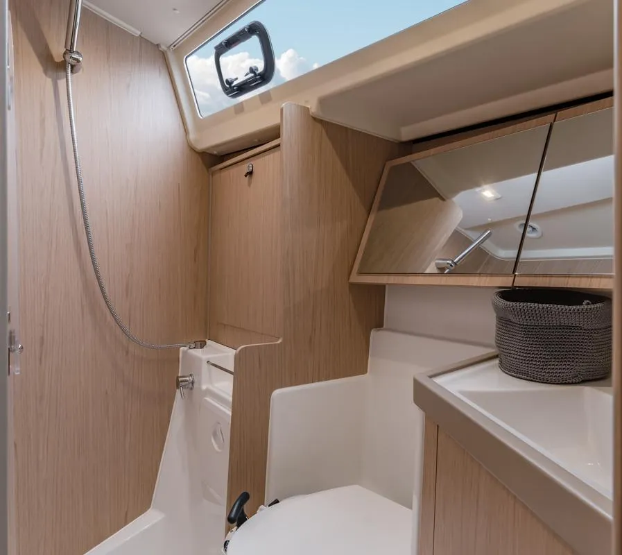 Head on White Beauty, a Beneteau Oceanis 41.1 sailboat at Biograd na Moru, Croatia