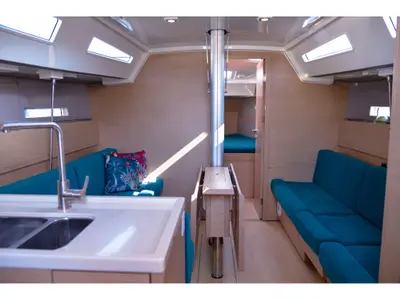 Salon of Larthia, a More 40 sailboat at Piombino, Italy